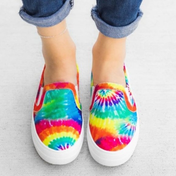 Rainbow Tie Dye Slip on Shoe  6040 - Picture 3 of 4